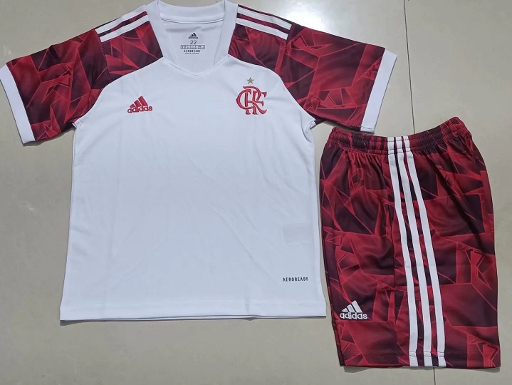 Kids-Flamengo 21/22 Away White Soccer Jersey
